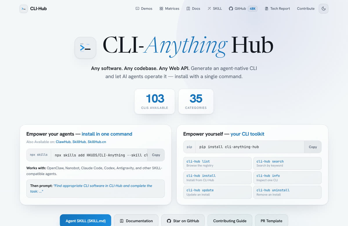 The CLI-Hub, the registry of ready-made CLIs