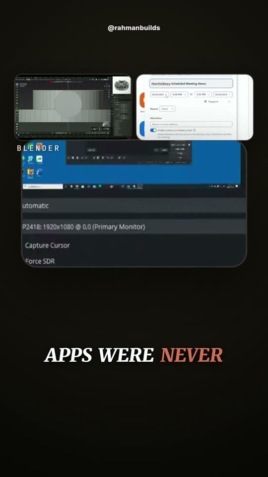 Reel frame: four apps in use