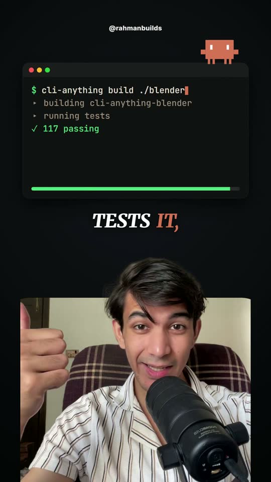 Reel frame: the build running with the test counter