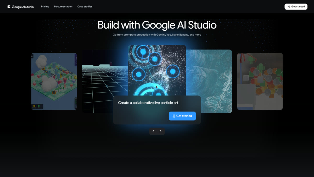 The Google AI Studio home page