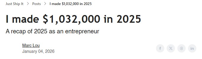 I made $1,032,000 in 2025, his newsletter