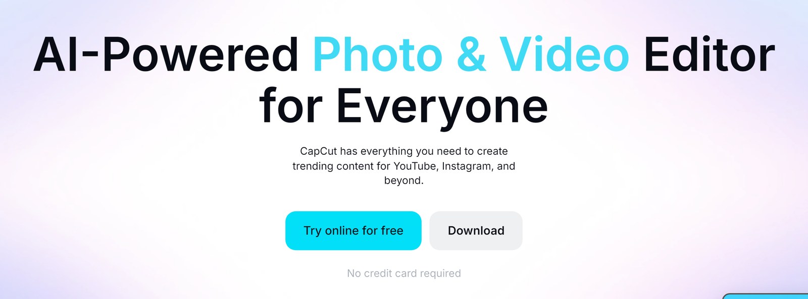 CapCut: no credit card required