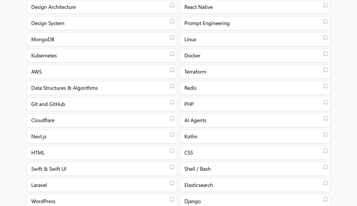 The skill-based roadmaps list on roadmap.sh